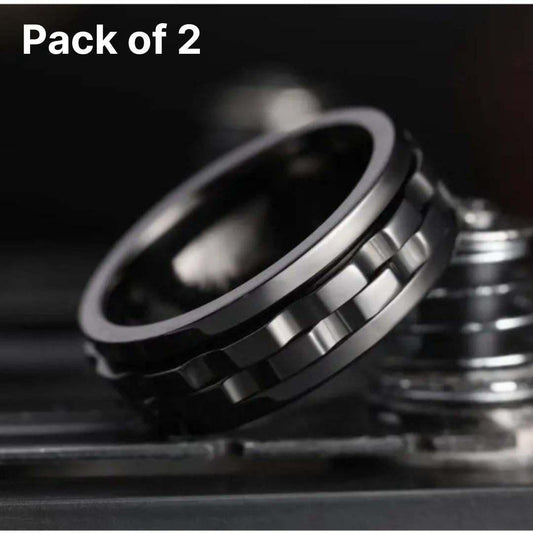 Stainless Steel Ring For Men (Pack of 2) - Freddoz